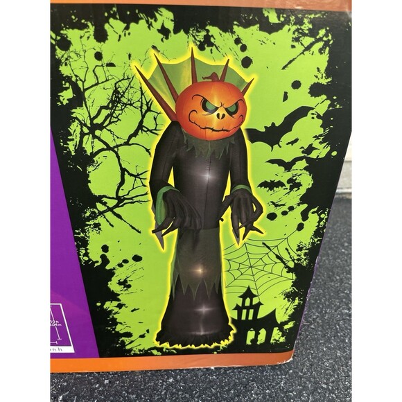 Halloween Inflatable 10 Foot Pumpkin Reaper Gemmy Lawn Decor Jack O Lantern - Picture 11 of 13